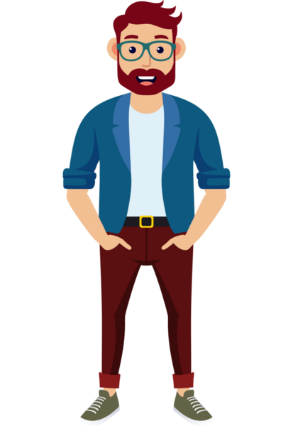 Hippi erkek moda karakteri, genç erkek modern karakter.