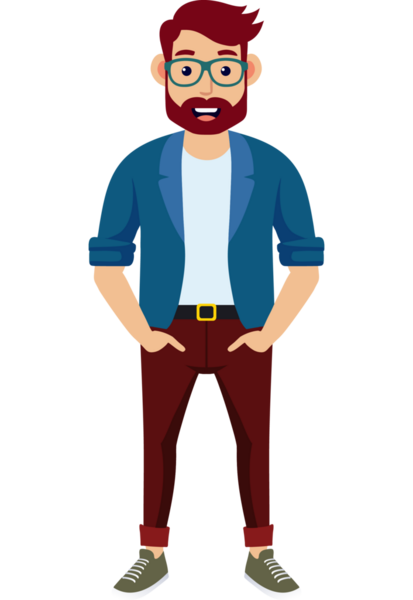 Hippi erkek moda karakteri, genç erkek modern karakter.