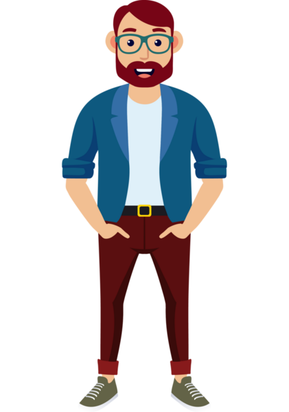 Hippi erkek moda karakteri, genç erkek modern karakter.