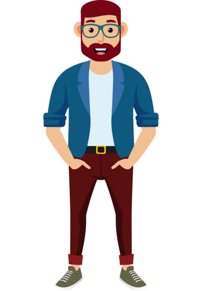 Hippi erkek moda karakteri, genç erkek modern karakter.