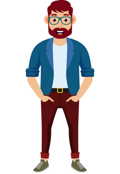 Hippi erkek moda karakteri, genç erkek modern karakter.