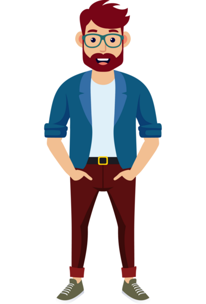 Hippi erkek moda karakteri, genç erkek modern karakter.