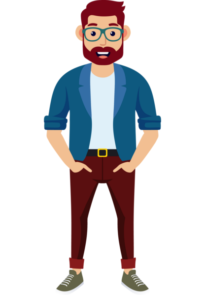 Hippi erkek moda karakteri, genç erkek modern karakter.