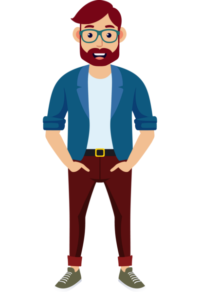 Hippi erkek moda karakteri, genç erkek modern karakter.