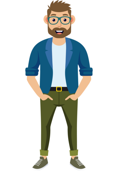 Hippi erkek moda karakteri, genç erkek modern karakter.