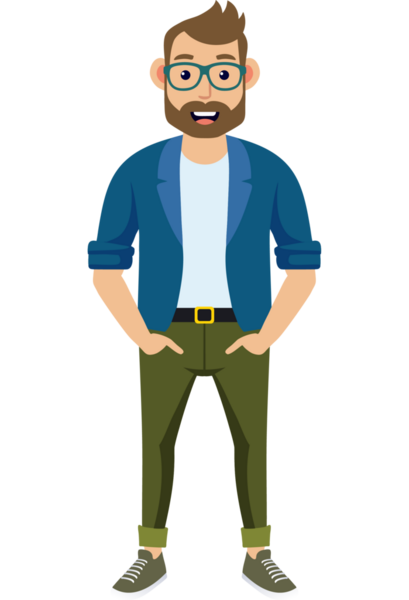 Hippi erkek moda karakteri, genç erkek modern karakter.