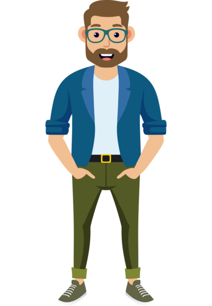 Hippi erkek moda karakteri, genç erkek modern karakter.