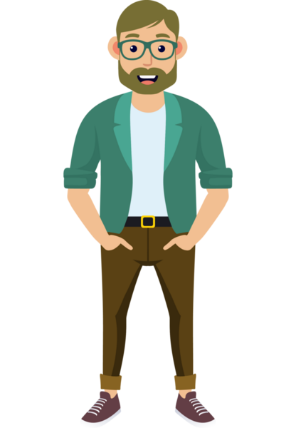 Hippi erkek moda karakteri, modern erkek stili.