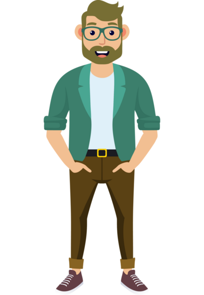 Hippi erkek moda karakteri, modern erkek stili.