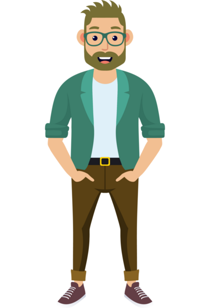 Hippi erkek moda karakteri, modern erkek stili.