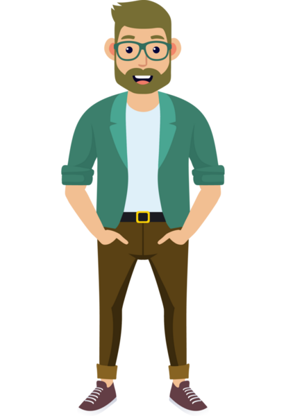 Hippi erkek moda karakteri, modern erkek stili.