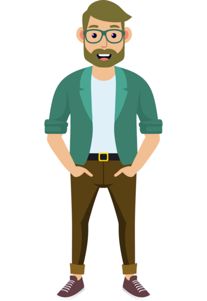 Hippi erkek moda karakteri, modern erkek stili.