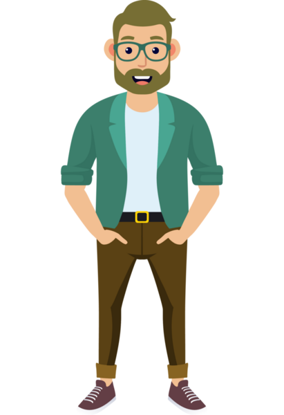 Hippi erkek moda karakteri, modern erkek stili.