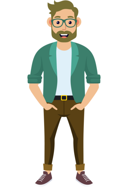 Hippi erkek moda karakteri, modern erkek stili.