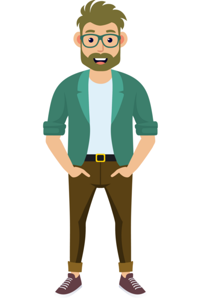 Hippi erkek moda karakteri, modern erkek stili.