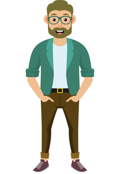 Hippi erkek moda karakteri, modern erkek stili.