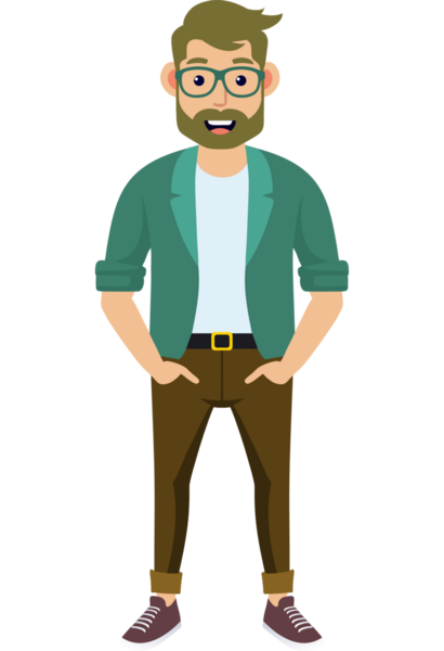 Hippi erkek moda karakteri, modern erkek stili.