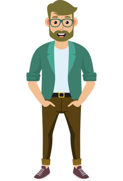 Hippi erkek moda karakteri, modern erkek stili.