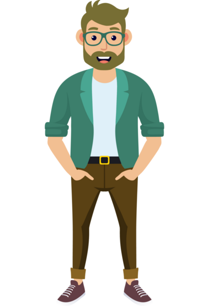 Hippi erkek moda karakteri, modern erkek stili.