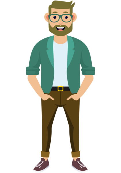 Hippi erkek moda karakteri, modern erkek stili.