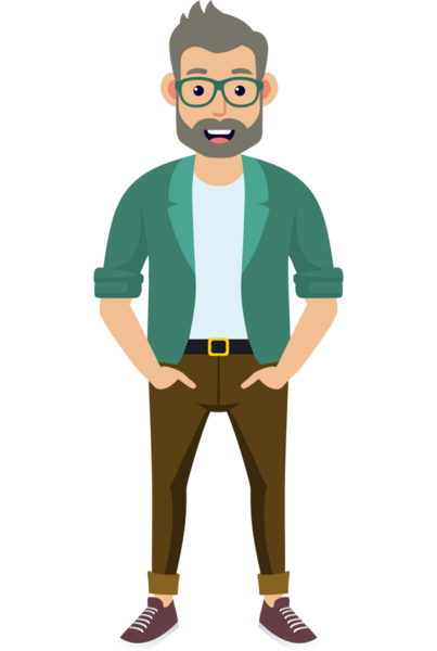 Hippi erkek moda karakteri, modern erkek stili.