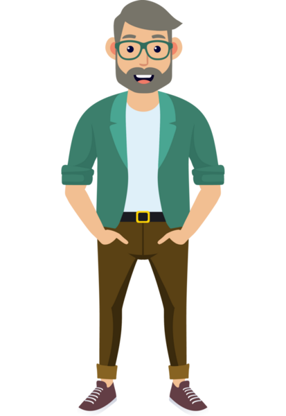 Hippi erkek moda karakteri, modern erkek stili.