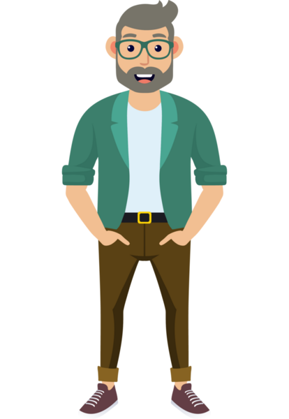 Hippi erkek moda karakteri, modern erkek stili.