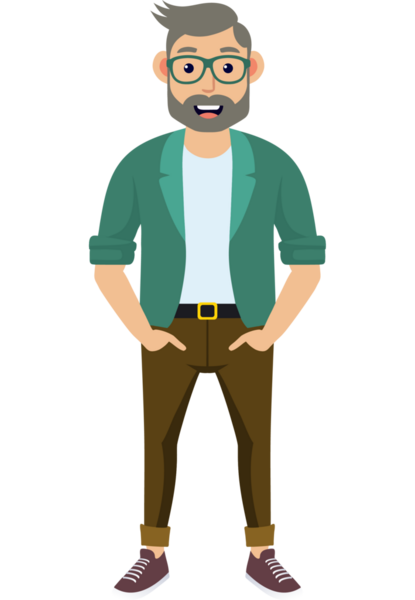 Hippi erkek moda karakteri, modern erkek stili.