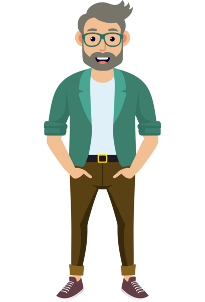 Hippi erkek moda karakteri, modern erkek stili.