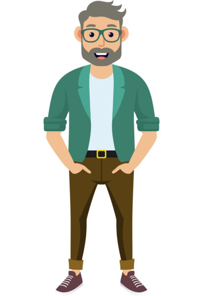 Hippi erkek moda karakteri, modern erkek stili.