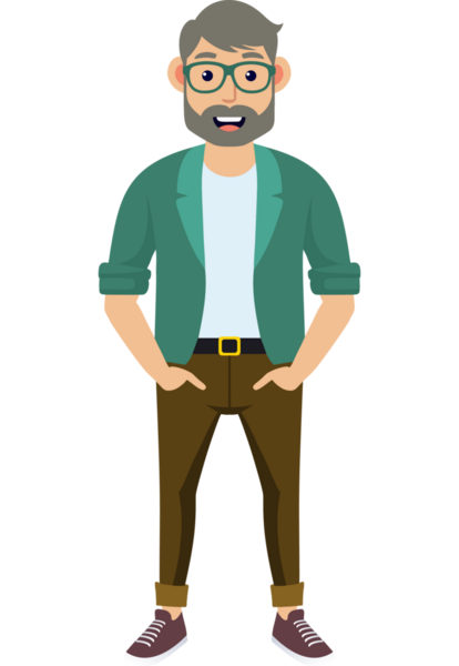 Hippi erkek moda karakteri, modern erkek stili.