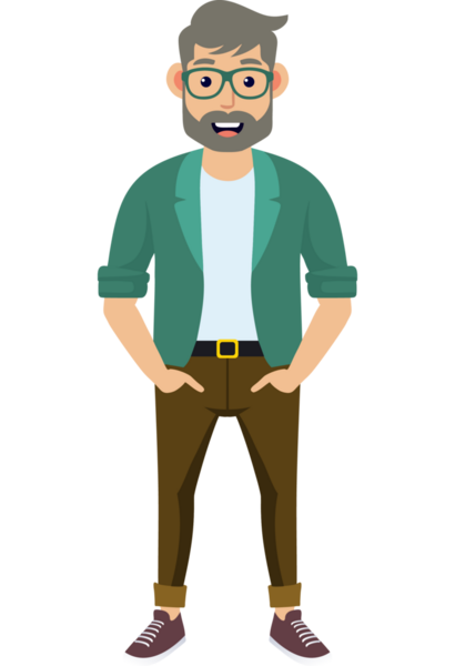 Hippi erkek moda karakteri, modern erkek stili.