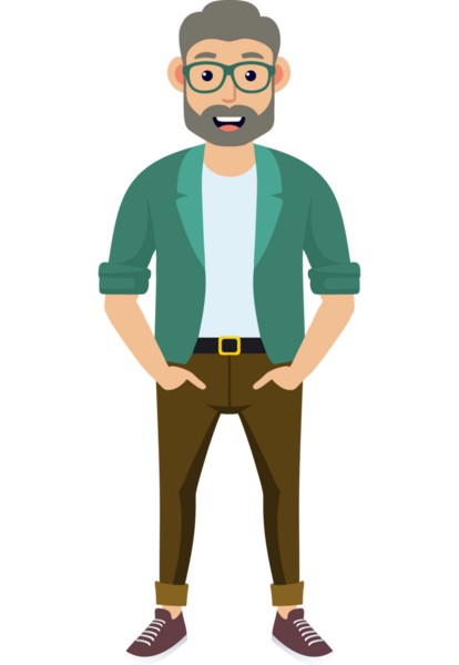 Hippi erkek moda karakteri, modern erkek stili.