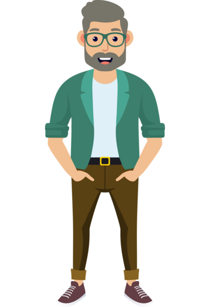 Hippi erkek moda karakteri, modern erkek stili.