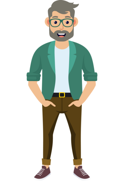 Hippi erkek moda karakteri, modern erkek stili.