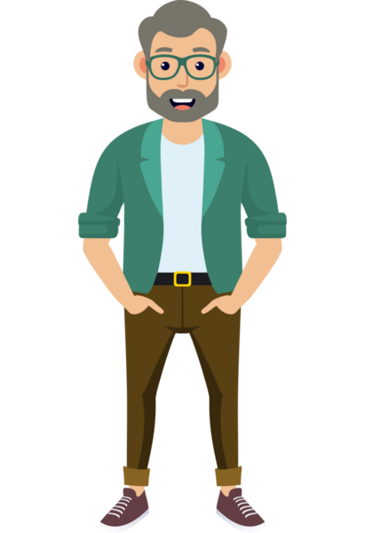 Hippi erkek moda karakteri, modern erkek stili.