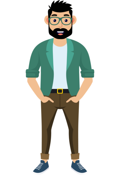 Hippi erkek moda karakteri, modern erkek stili.