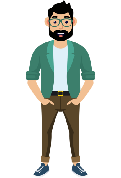 Hippi erkek moda karakteri, modern erkek stili.