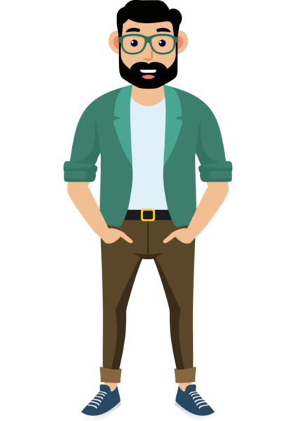 Hippi erkek moda karakteri, modern erkek stili.