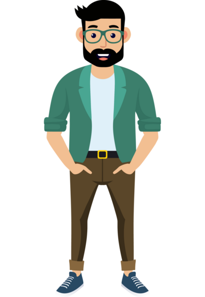 Hippi erkek moda karakteri, modern erkek stili.