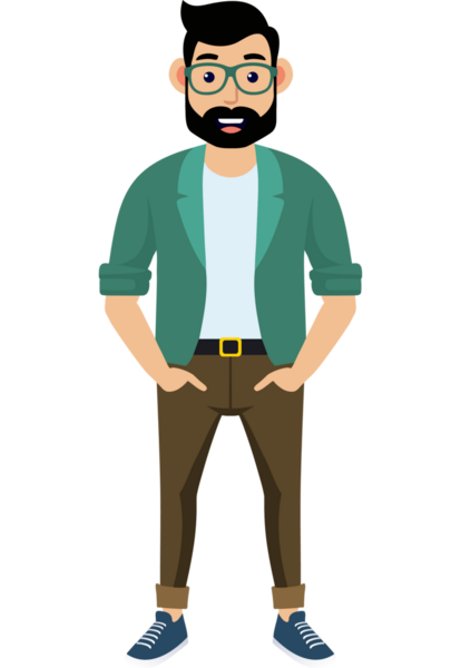 Hippi erkek moda karakteri, modern erkek stili.