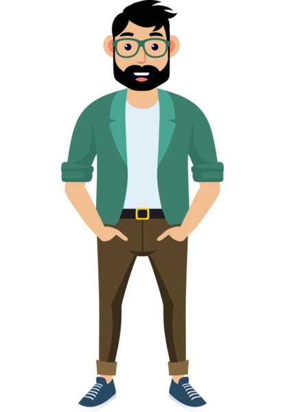 Hippi erkek moda karakteri, modern erkek stili.