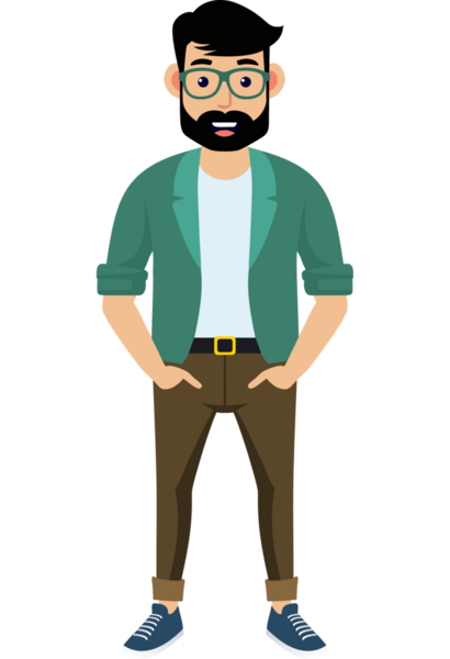 Hippi erkek moda karakteri, modern erkek stili.