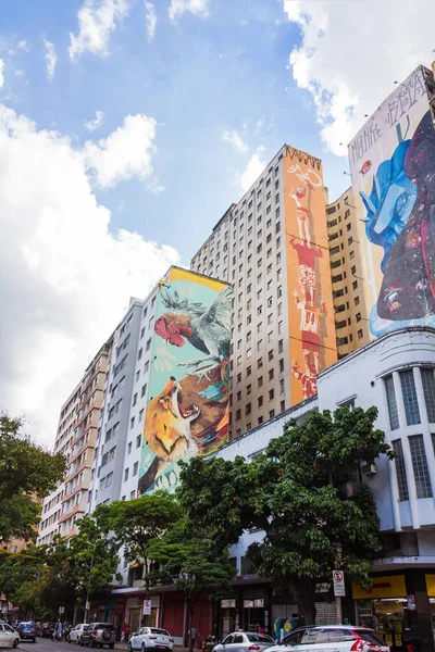 Buildings Graffiti Facades Belo Horizonte Downtown — Stock Photo, Image