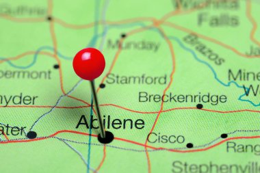 Abilene Teksas, ABD haritasına iliştirildi.