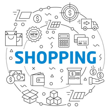 Sunu alışveriş için düz çizgiler çizim