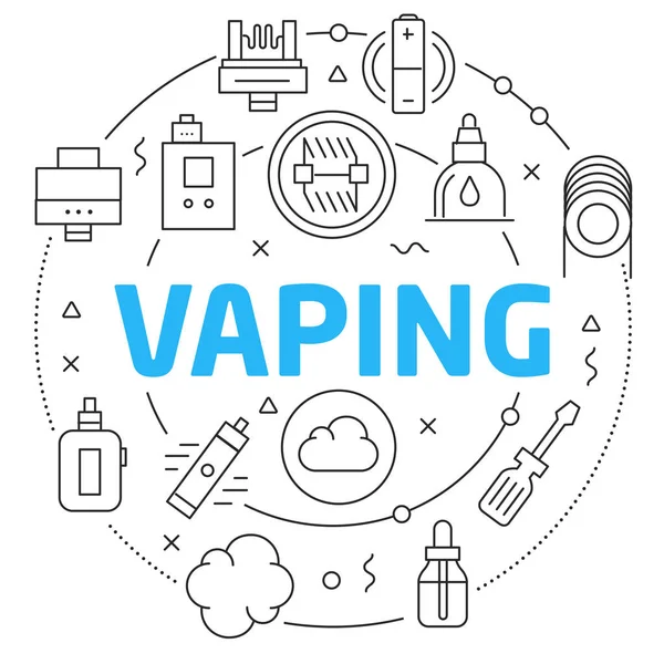 Flat linjer illustration för presentation vaping — Stock vektor