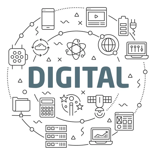 Ilustración de líneas planas para presentación digital — Vector de stock