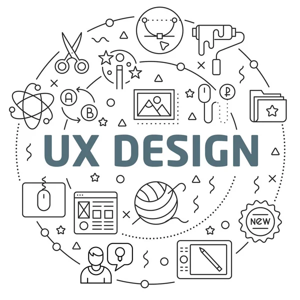 Ilustración de líneas planas para presentación ux design — Vector de stock