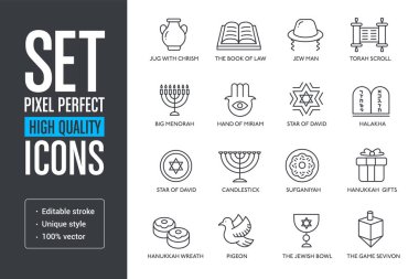 Vektör piksel mükemmel yüksek kaliteli çizgiler Icons set